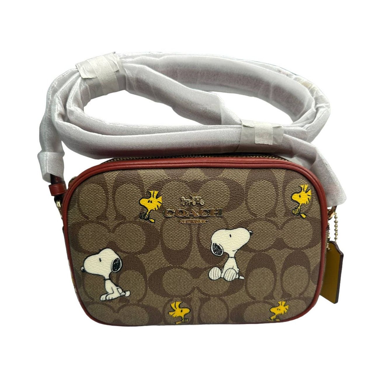 image of Coach Mini Jamie Camera Bag With Snoopy Woodstock in Gold, Women's