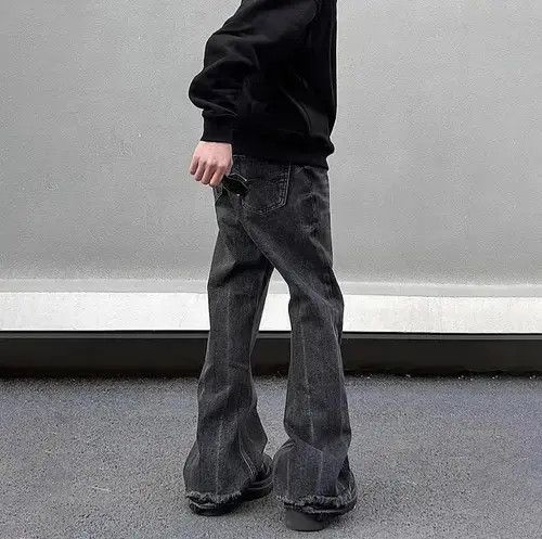 Designer × Japanese Brand × Jean Loose Straight-leg Flared Black Jeans Size US 31 - 2 Thumbnail