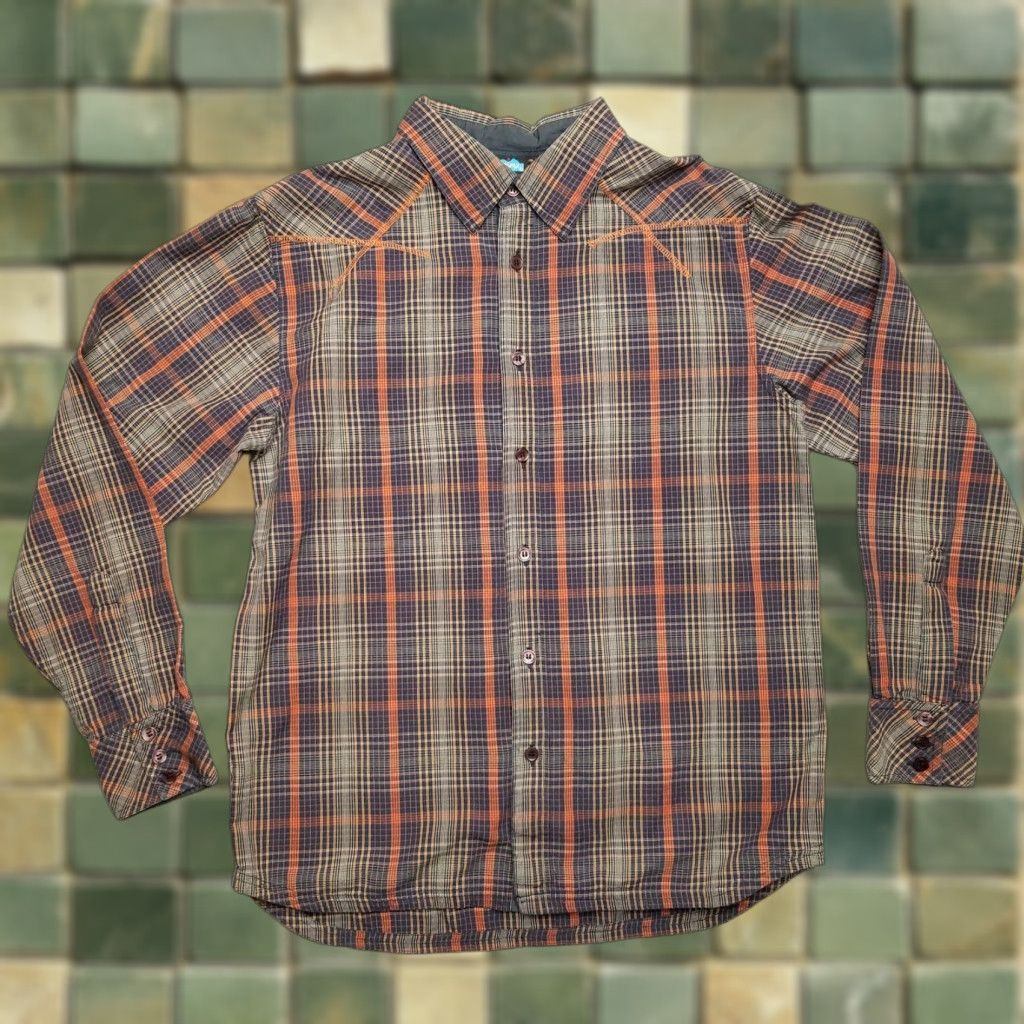 KAVU Kavu Shirt Mens M Blue Orange Plaid Button Long Sleeve 100% Cotton Casual Size US M / EU 48-50 / 2 - 1 Thumbnail