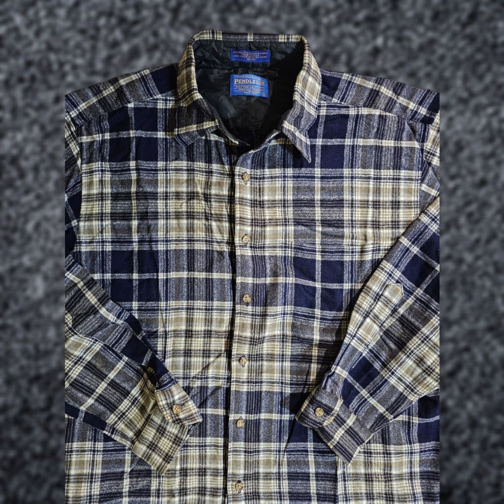 Pendleton VINTAGE Pendleton Board Shirt 100% Wool Blue Plaid Button-Up Mens L Size US L / EU 52-54 / 3 - 1 Thumbnail
