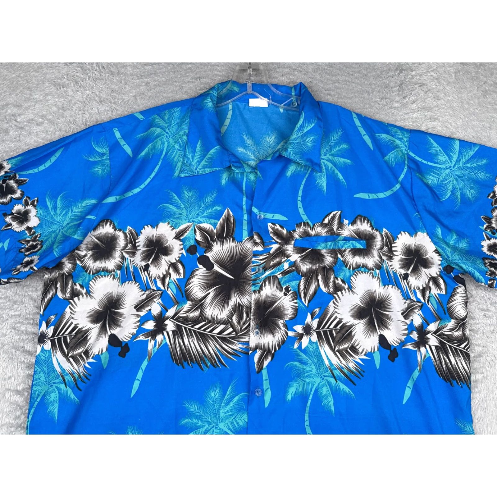 Vintage King Kameha Shirt Men 2XL Blue Floral Palm Tree Hawaiian Polyester Button Up Size US XXL / EU 58 / 5 - 4 Thumbnail