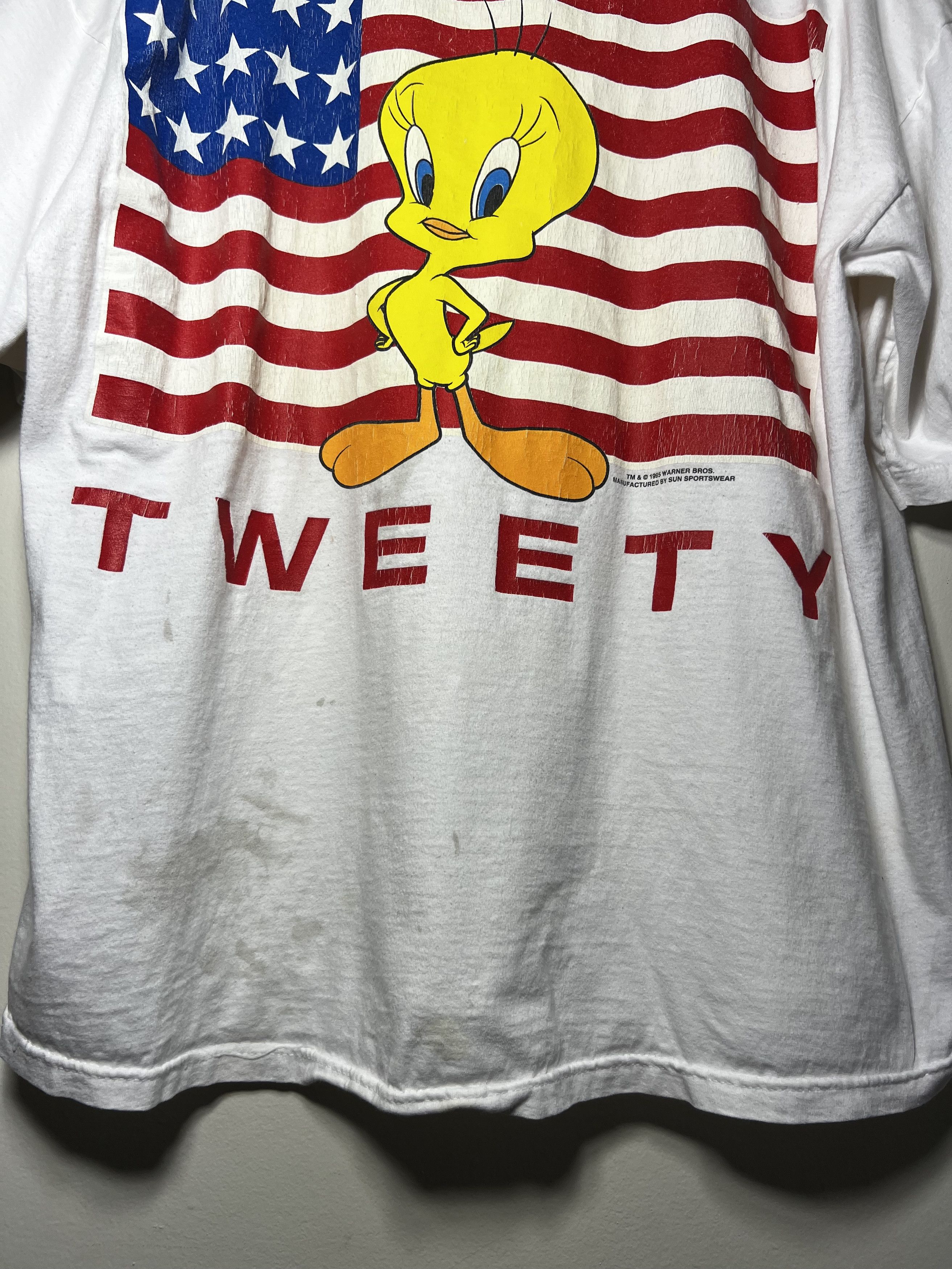 Warner Bros Vintage 1995 Tweety Bird American Flag Warner Bros T-Shirt Size US XXL / EU 58 / 5 - 3 Thumbnail