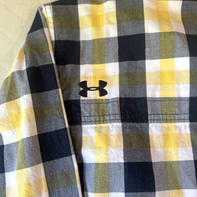Under Armour VINTAGE Under Armour Button Up Shirt Mens XL Yellow Black Plaid Short Sleeve Pockets Size US XL / EU 56 / 4 - 7 Thumbnail