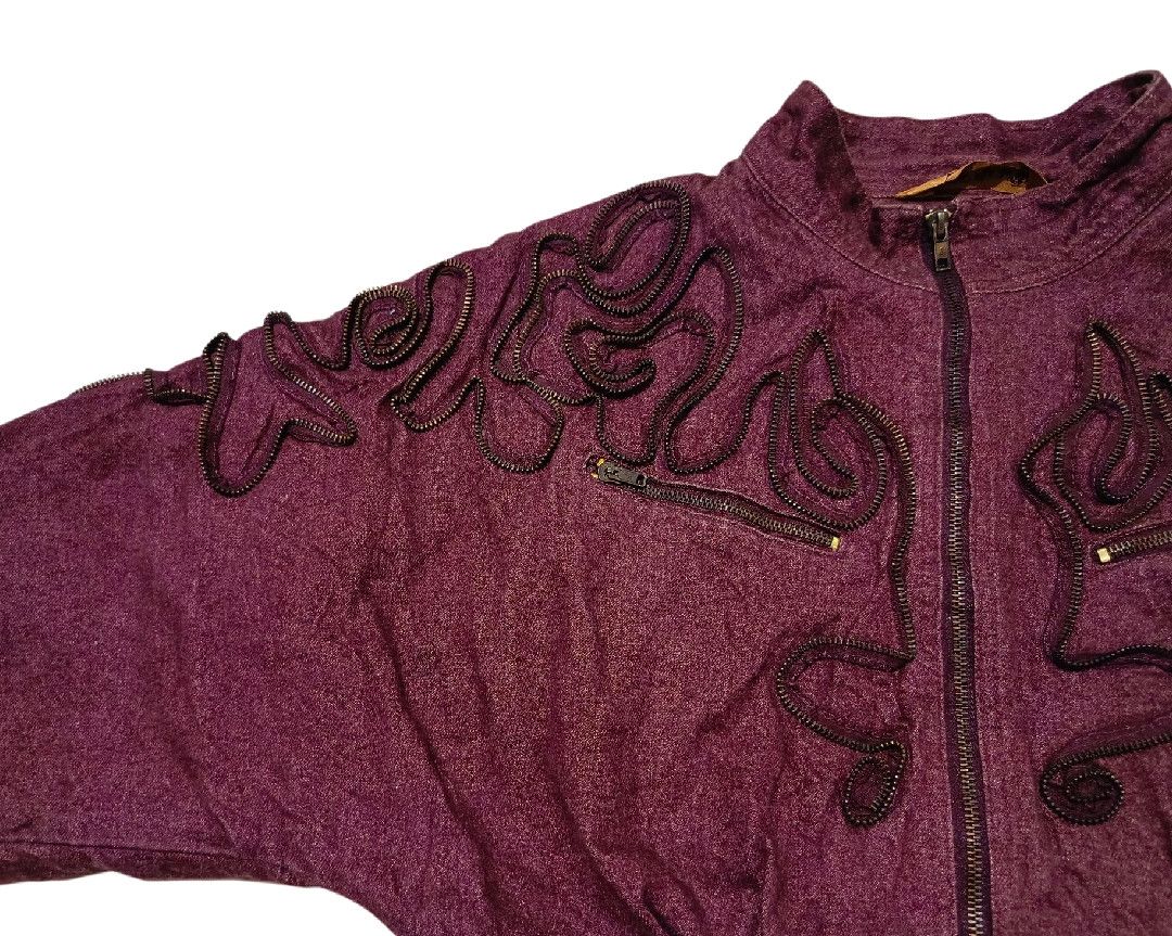 Isamu Katayama Backlash Archive Full Lace Western Maroon DenimJacket iron Multi Zip Size US L / EU 52-54 / 3 - 10 Thumbnail