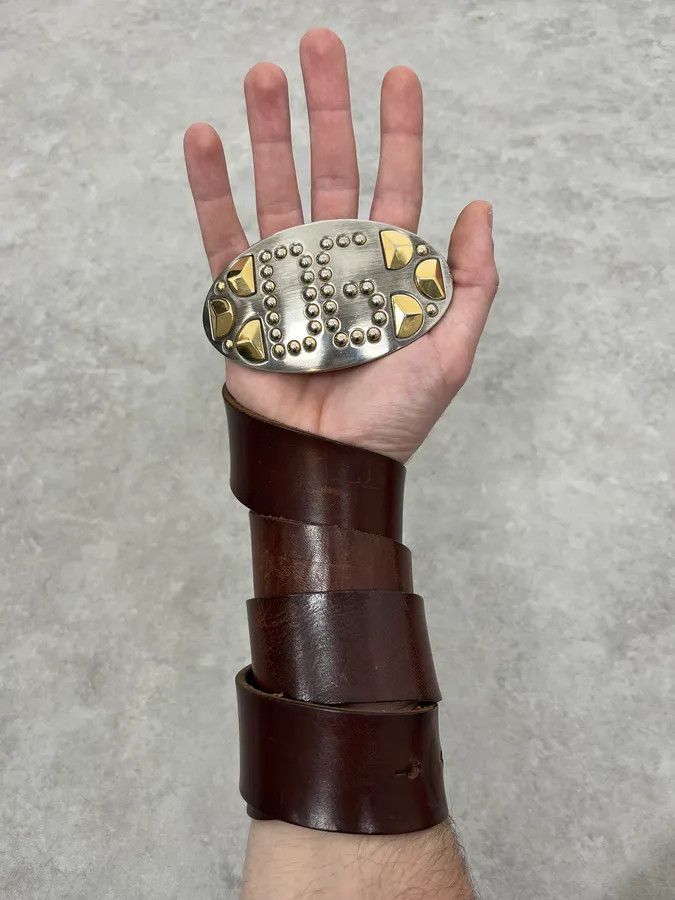 Dolce & Gabbana AW2004 Dolce & Gabbana Futuristic Buckle Brown Leather Belt Size ONE SIZE - 1 Thumbnail