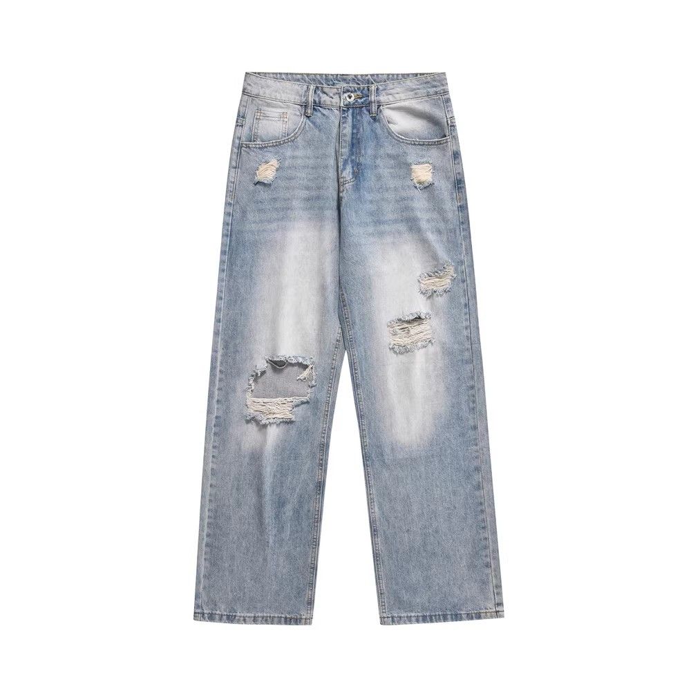 Japanese Brand × Jean Men's loose versatile American trendy ripped jeans Size US 32 / EU 48 - 1 Thumbnail