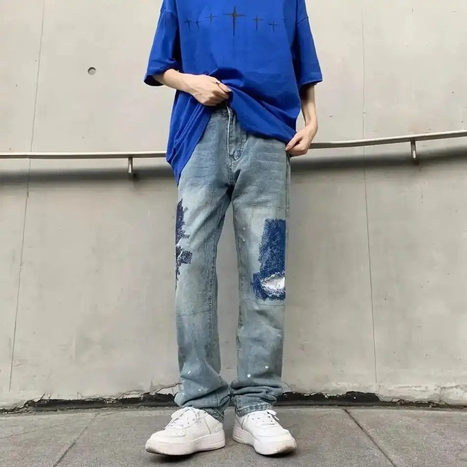 Japanese Brand Vintage Distressed Jeans Slim Fit Repaired Patchwork Denim Size US 32 / EU 48 - 5 Thumbnail