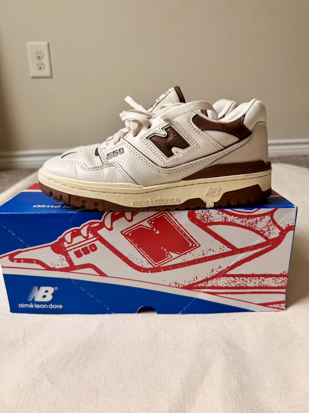 Aime Leon Dore × New Balance Aime Leon Dore x New Balance - White/Brown 550 - 6M Size US 6 / EU 39 - 5 Thumbnail