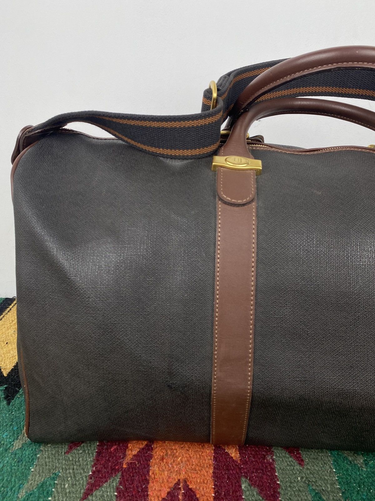Alfred Dunhill Alfred Dunhill Brown PVC Leather Trim Boston Bag Size ONE SIZE - 6 Thumbnail