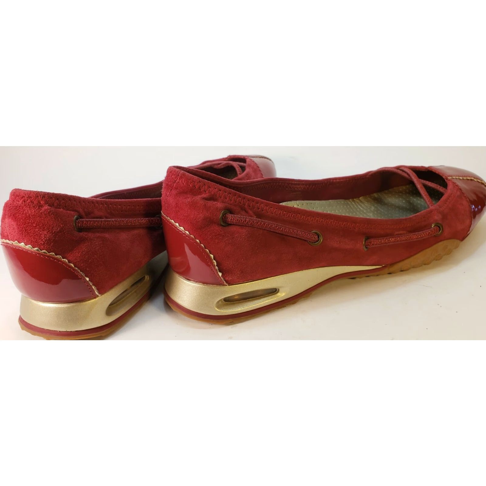 Cole Haan Cole Haan Nike Air System Women's Flats 8.5AA Red Elastic Cross Strap Patent Toe Shoes - Flat, Slip-On, Narrow AA, Leather Lining Women’s Size US 9 / IT 39 - 5 Thumbnail