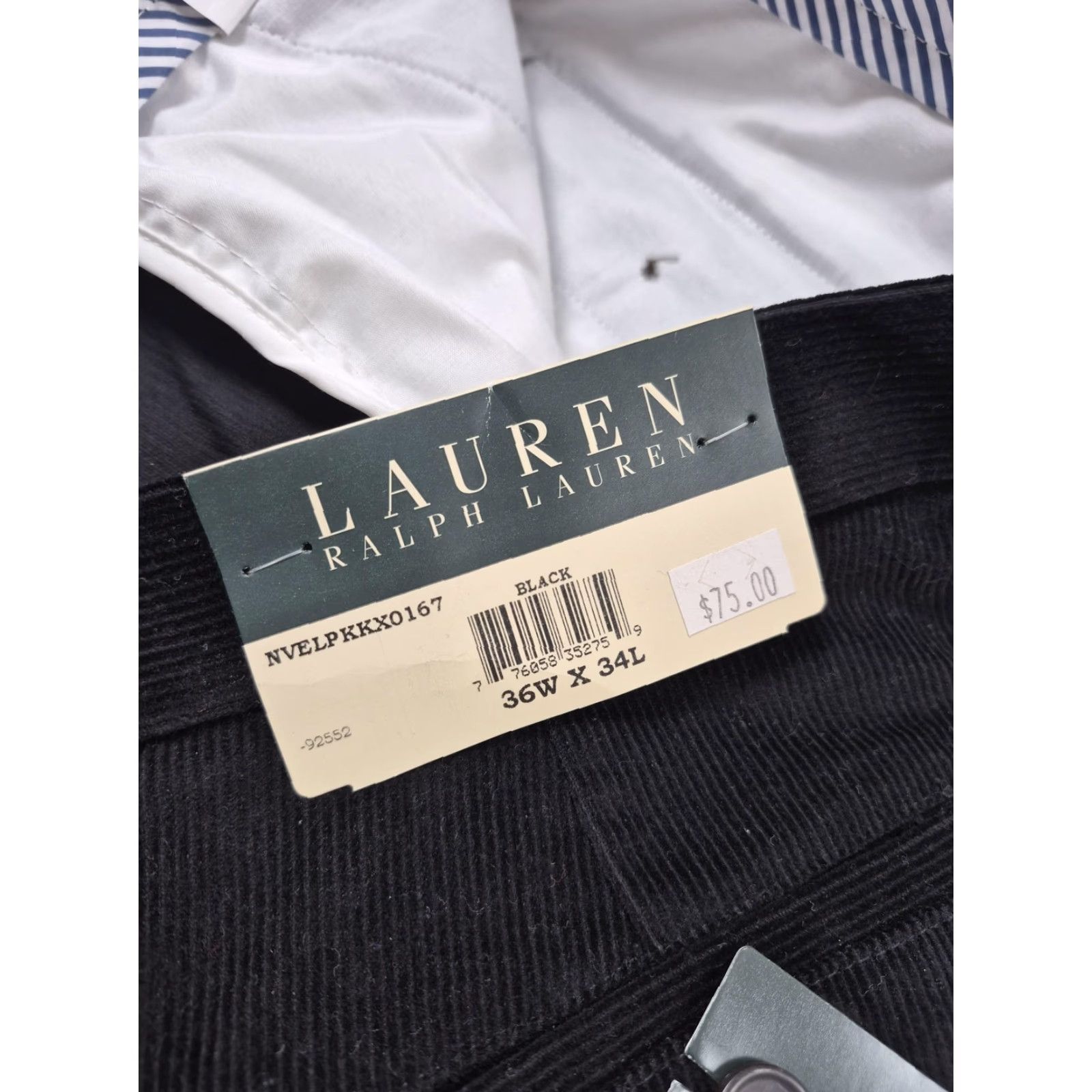 Ralph Lauren VINTAGE Lauren Ralph Lauren Corduroy Pants Mens 36x34 Black Flat Front Dress Slacks Size US 36 / EU 52 - 4 Thumbnail