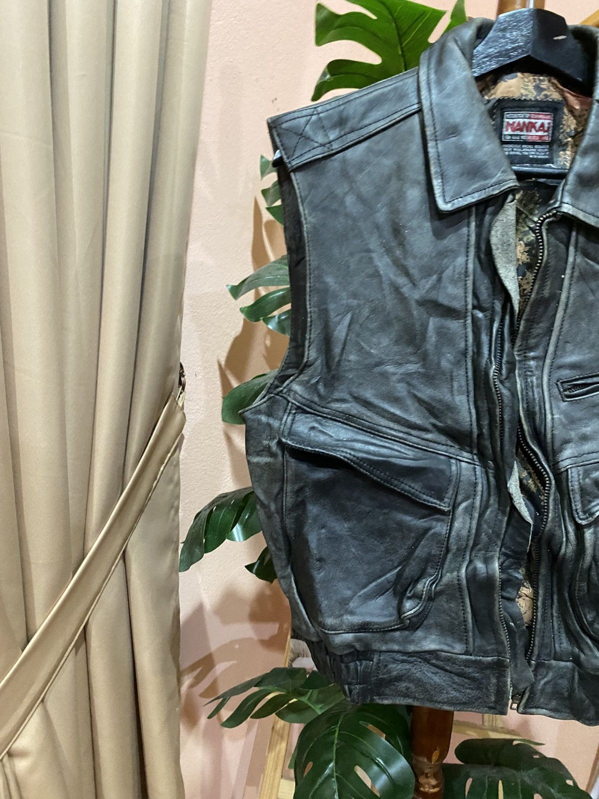 Japanese Brand Vintage NANKAI Leather Motorcycle Vest Black 90s Japan Size US L / EU 52-54 / 3 - 6 Thumbnail