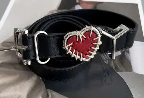 Other Kuroda x Kawa Retro black I LOVE YOU heart pu leather belt Size ONE SIZE - 3 Thumbnail