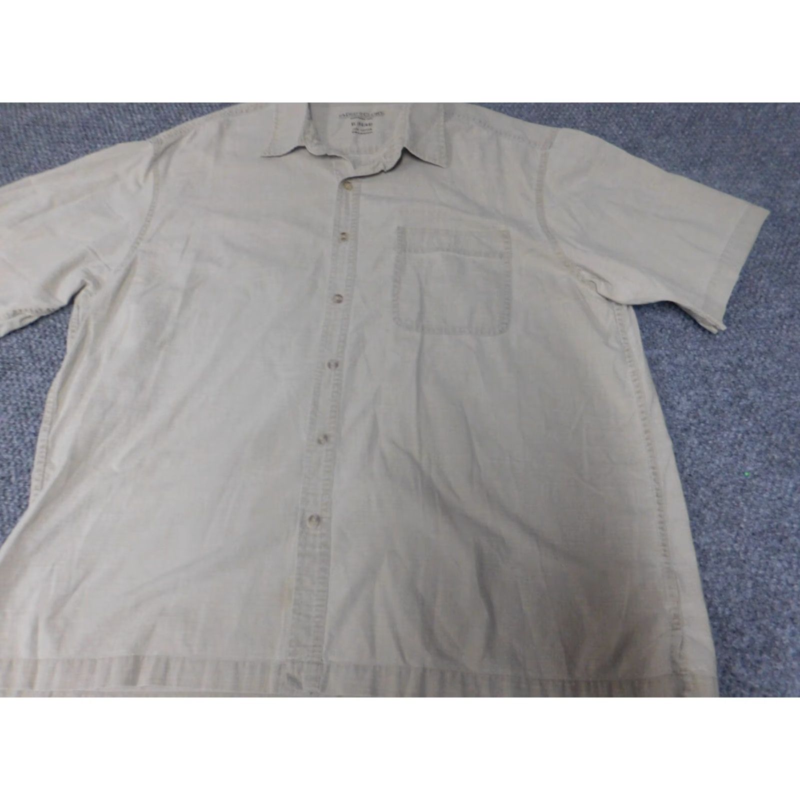 Faded Glory Faded Glory Shirt Small Beige Button-Down Mens Regular Short Sleeve Cotton Denim Surf Button-Up Collared Casual Size US S / EU 44-46 / 1 - 3 Thumbnail