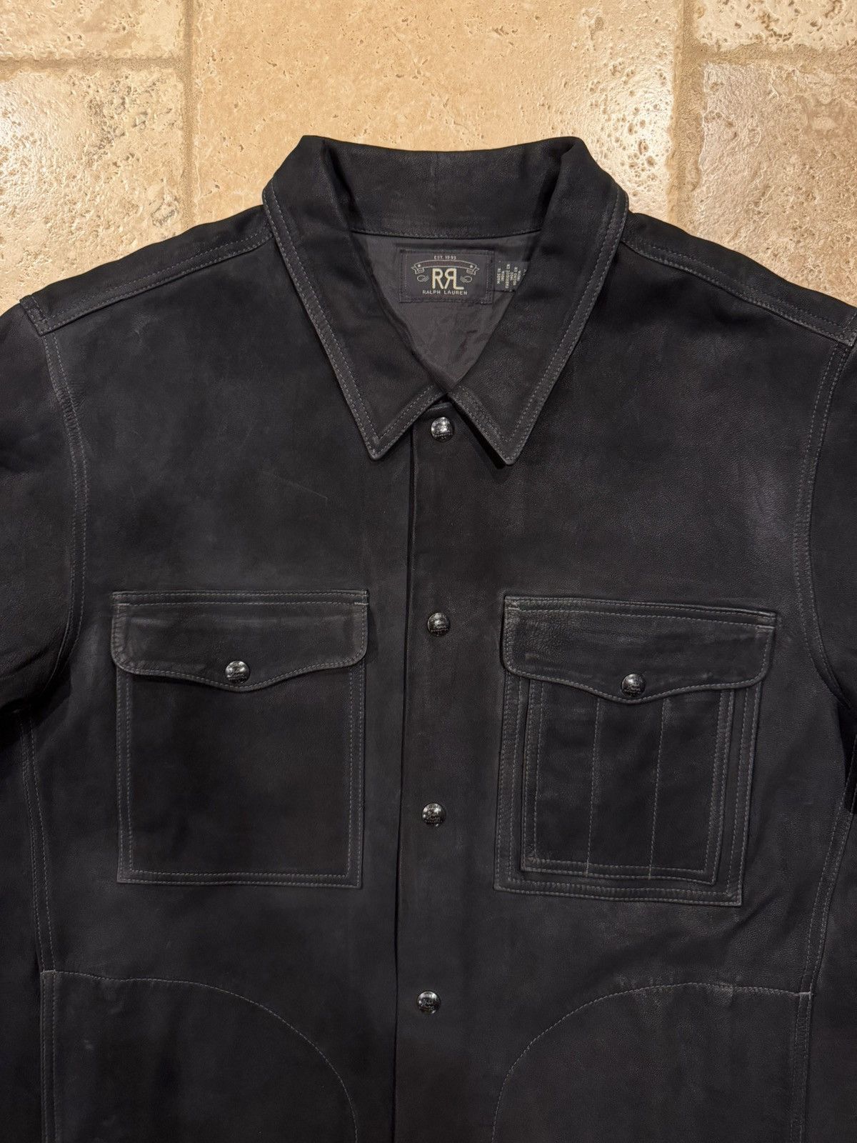 RRL Ralph Lauren RRL Ralph Lauren Roughout Sheep Suede Leather Workshirt Jack Size US XXL / EU 58 / 5 - 10 Thumbnail