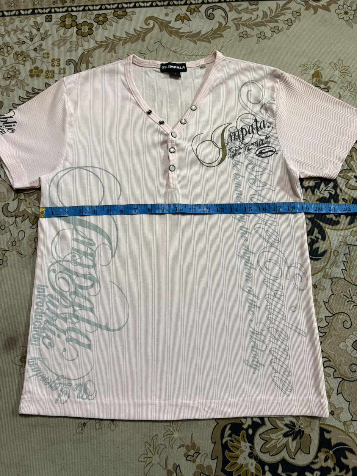 Japanese Brand IMPALA Button Up Vneck Poem Design Tee Size US M / EU 48-50 / 2 - 11 Thumbnail