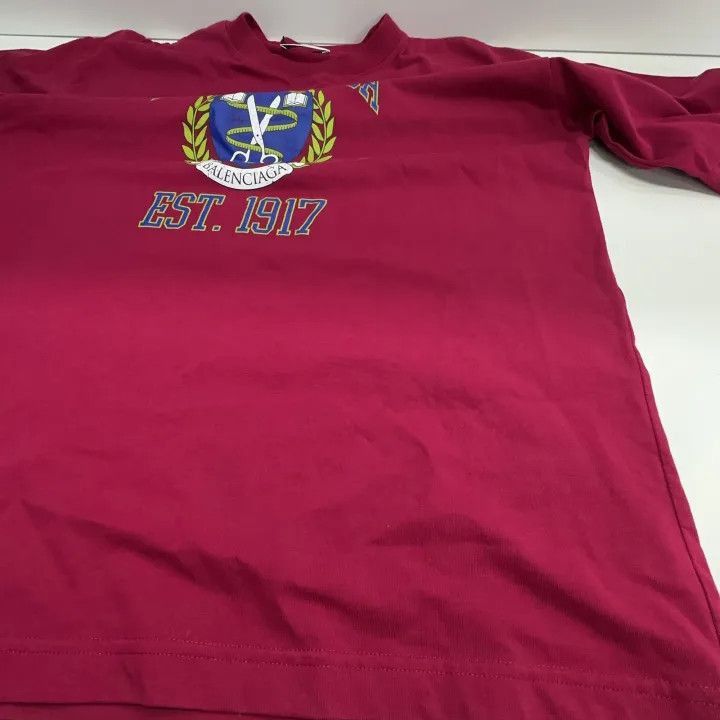Balenciaga Balenciaga Balenciaga Logo Print Loose Red TShirt -2507 Size US S / EU 44-46 / 1 - 8 Thumbnail