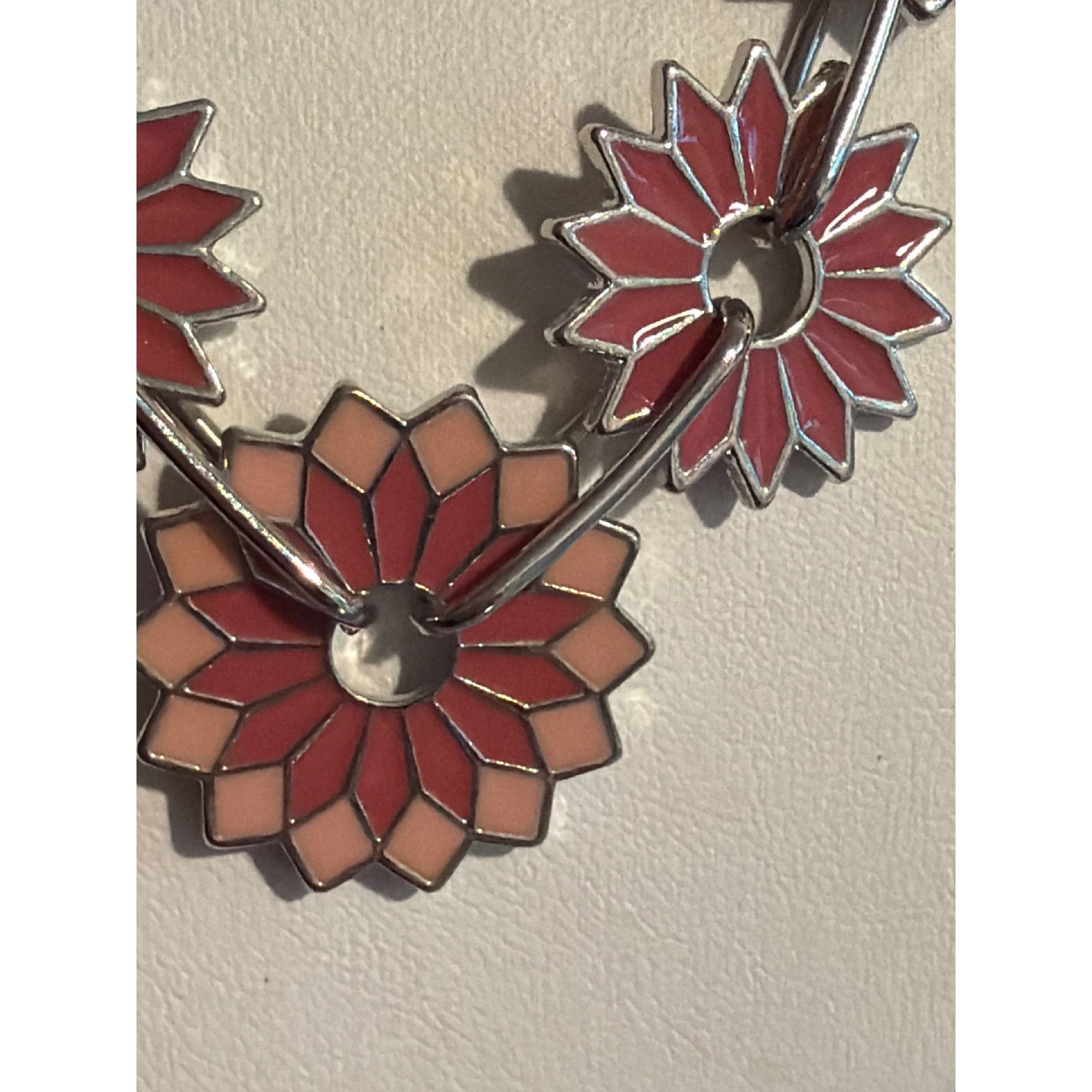Other Christopher Banks Silver Tone Necklace Pink Enamel Flowers P Size ONE SIZE - 2 Thumbnail