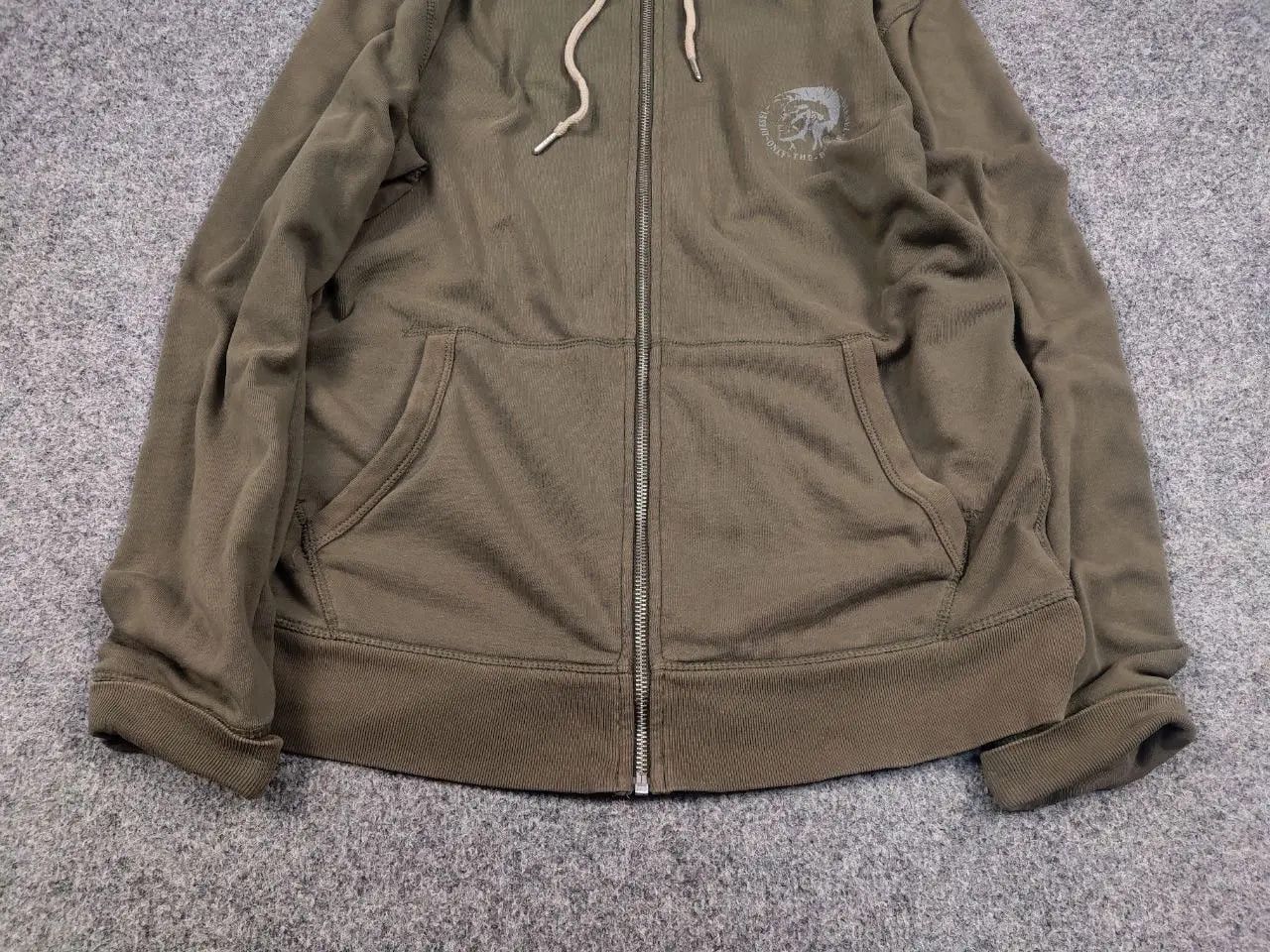 Diesel Vintage Diesel Military Logo Green Zip Hoodie Y2K Style Size US L / EU 52-54 / 3 - 12 Thumbnail