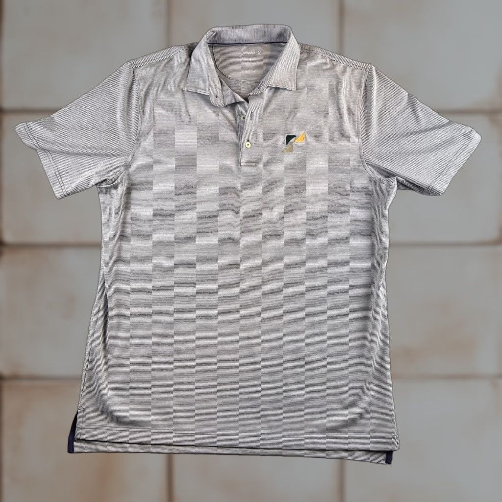 johnnie-O johnnie-O Polo Shirt Mens L Gray-Blue Striped Performance Golf UPF 50 Shirt Golf, Walking, Beach Mens Size US L / EU 52-54 / 3 - 1 Thumbnail