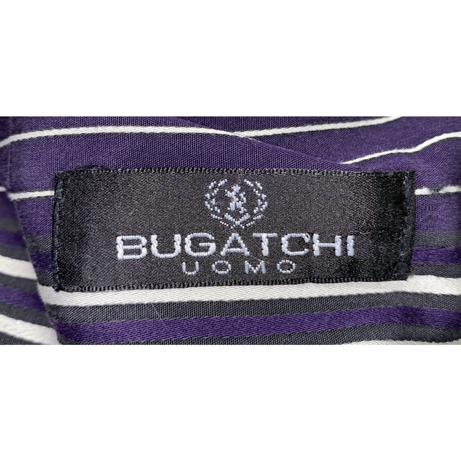 BUGATCHI Bugatchi Uomo Shirt Mens Long Sleeve Button-Up Striped Black/Purple L Regular Armpit 24.5 Cotton? Size US L / EU 52-54 / 3 - 6 Thumbnail