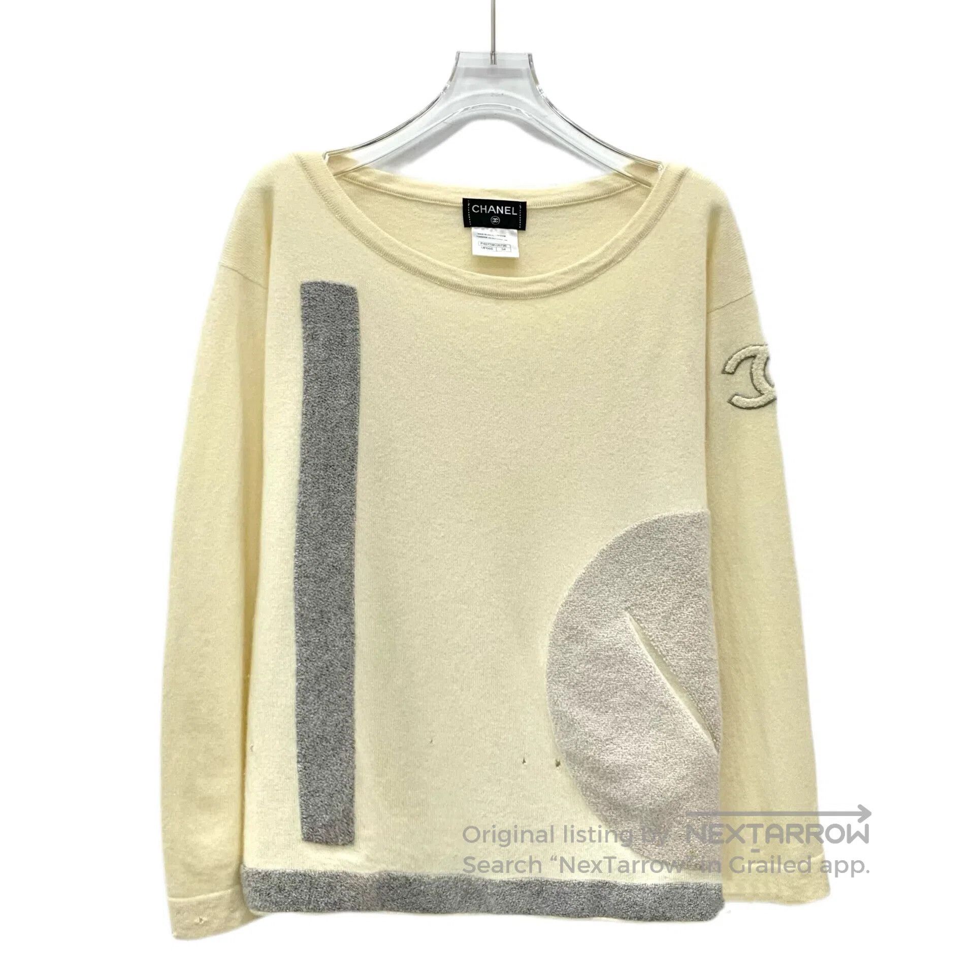 Chanel Chanel Light yellow double C velvet cashmere round neck lo Size XXS / US 00 / IT 34 - 1 Thumbnail