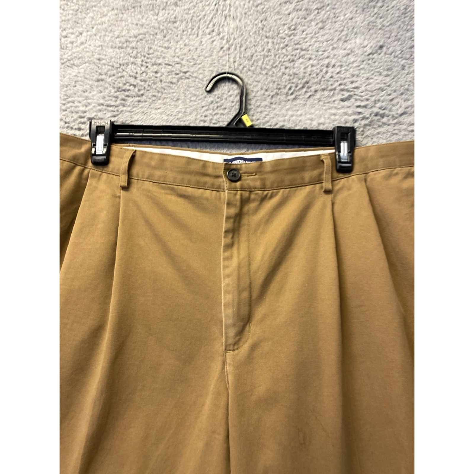 Lands' End Lands' End Chino Pants Mens 42x30 Brown Pleated Regular Inseam 30 Belt Loops Pockets Button Zip Classic American Casual Business Shirt? Size US 42 / EU 58 - 2 Thumbnail