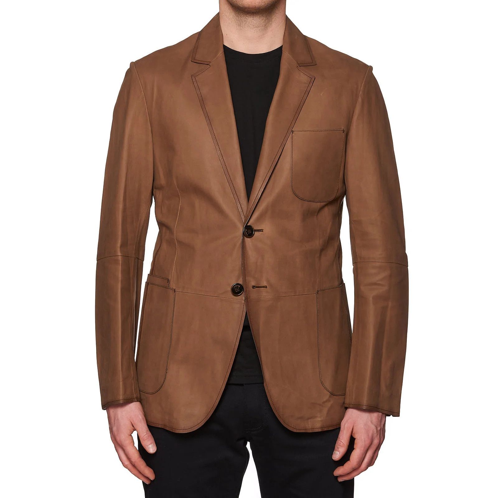 Berluti BERLUTI Paris Light Brown Calfskin Leather Unlined Jacket Size US M / EU 48-50 / 2 - 1 Thumbnail