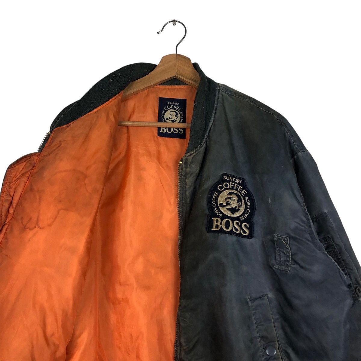 Japanese Brand 📌Vintage Fly Bomber Jacket Suntory Boss Coffee Big Logo Size US M / EU 48-50 / 2 - 13 Thumbnail