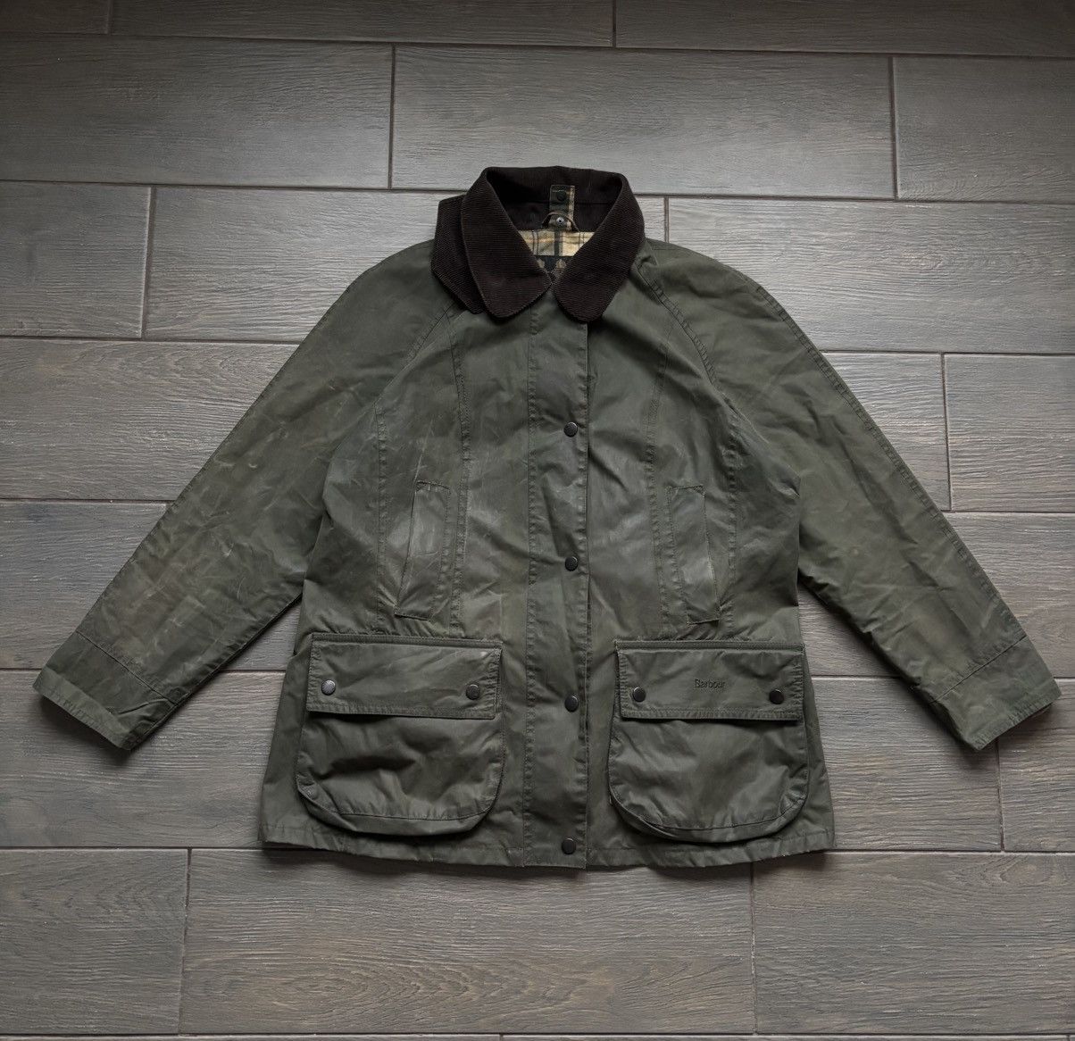 Barbour Women’s Vintage Barbour Boadnell Wax Rain Green Jacket us10 Size L / US 10 / IT 46 - 1 Thumbnail
