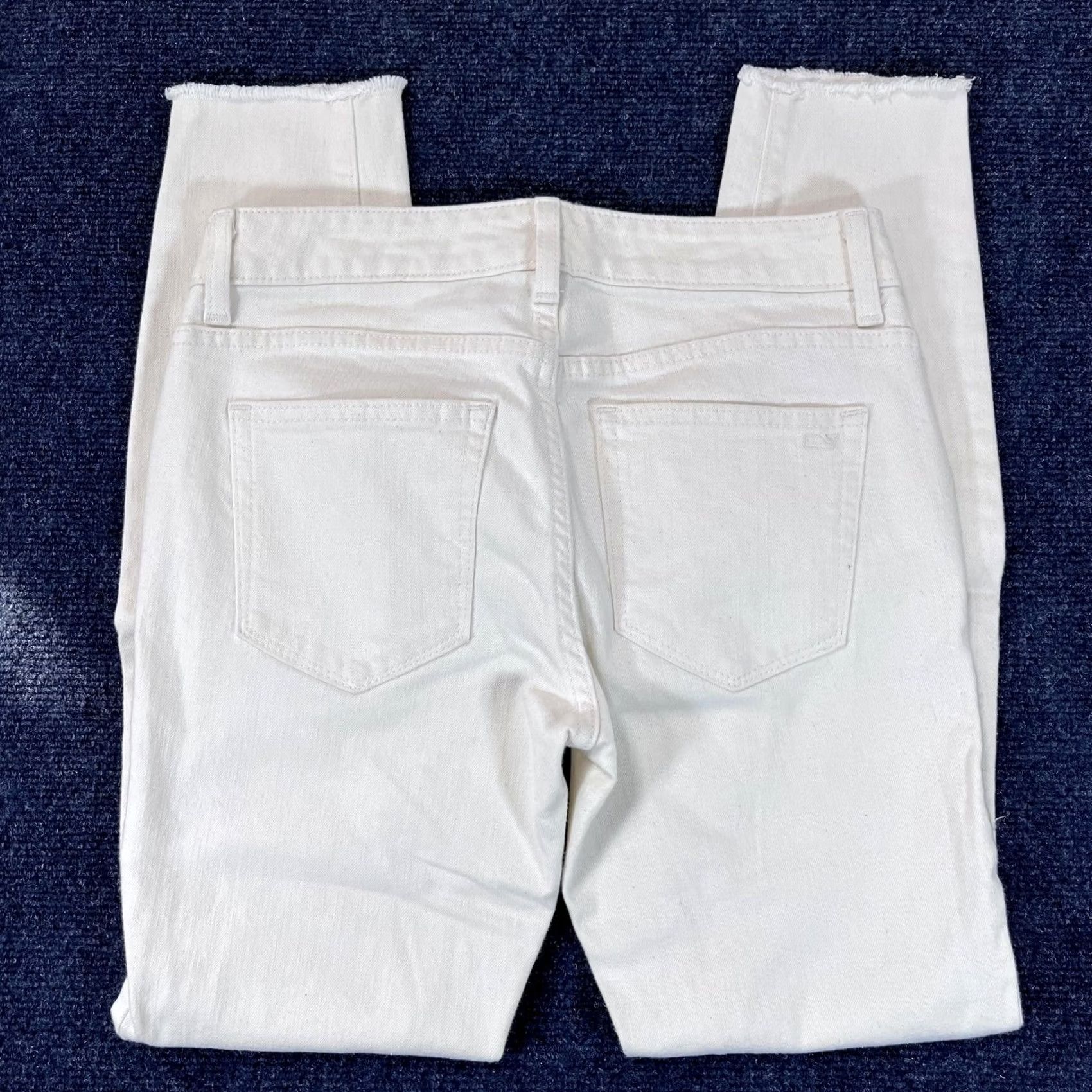 Vineyard Vines Vineyard Vines Pants Womens 2 White Jeans Skinny Raw Hem Stretch Denim Casual Size 26" / US 2 / IT 38 - 2 Thumbnail
