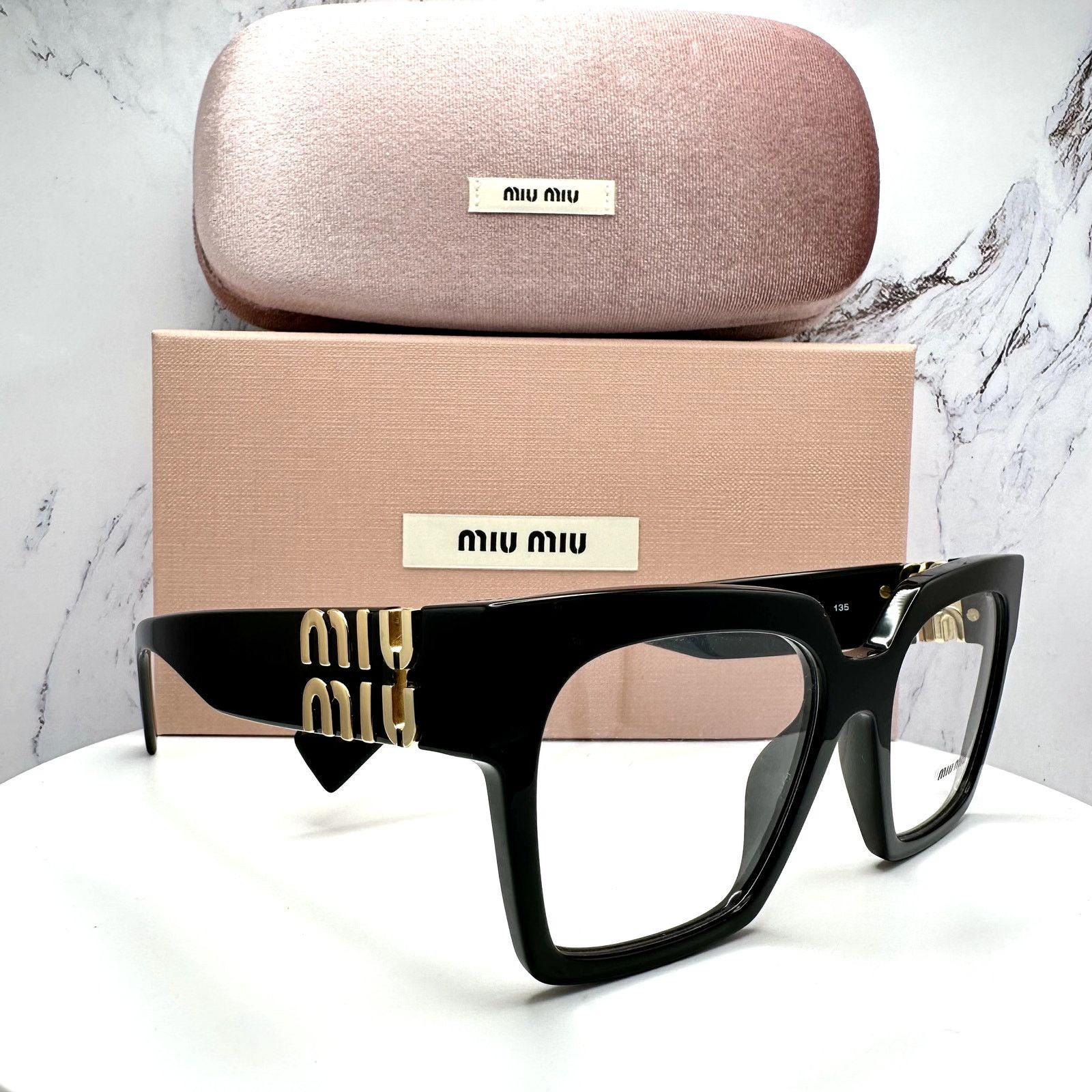 Miu Miu MIU MIU Womens Eyeglasses Black Square Full Rim frames Size ONE SIZE - 2 Thumbnail