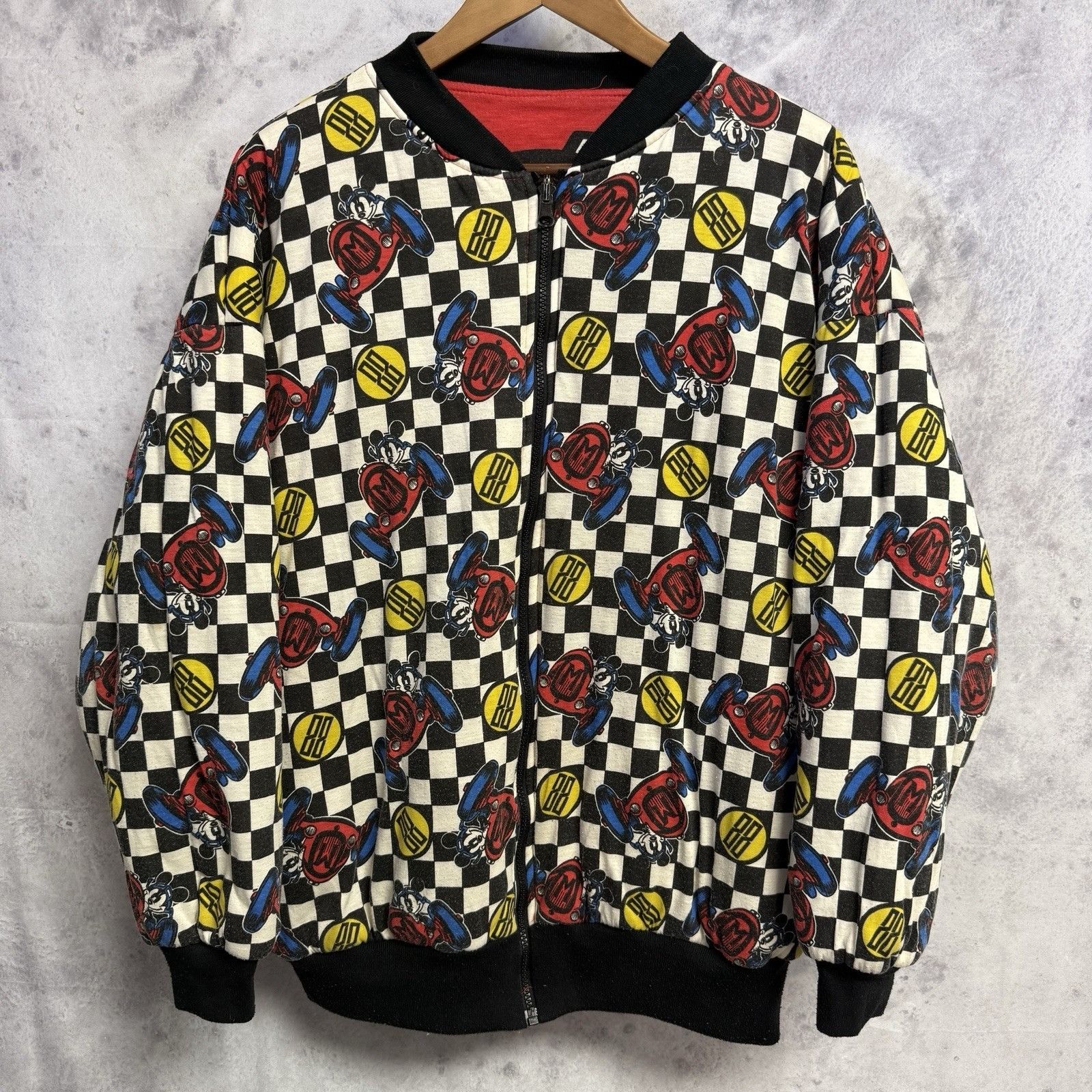 Disney Vintage Mickey Mouse Racer Jacket Mens Large AOP Disney Bomb Size US L / EU 52-54 / 3 - 14 Thumbnail