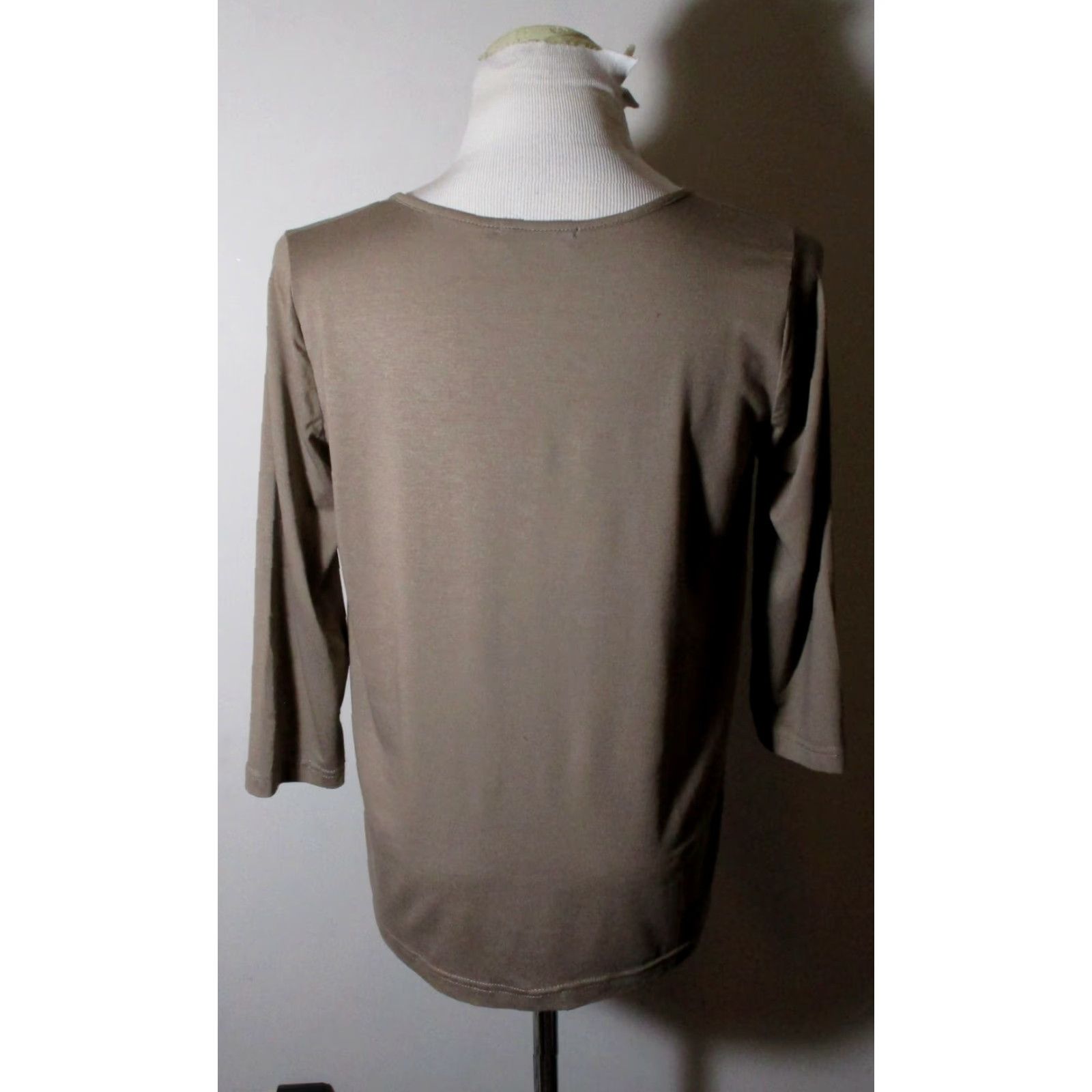 Vintage Entracte Paris Blouse Women Size 3 Taupe Silk Blend Button Size XS / US 0-2 / IT 36-38 - 5 Thumbnail