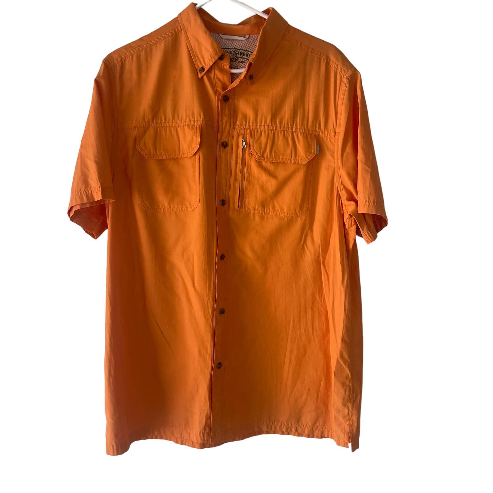 Field And Stream Field & Stream Men Large Orange Fishing Short Sleeve Shirt