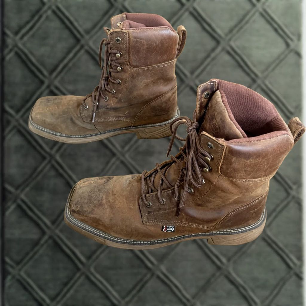 Justin Boots Justin Workboots Rush 8 Inch Size 13 D Safety Toe Mens Brown Leather SE468 EUC Boots Size US 13 / EU 46 - 1 Thumbnail