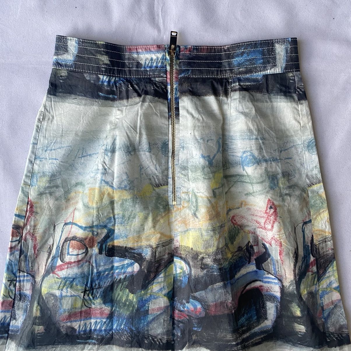 Burberry × Designer Artistic Abstract Printed Burberry A-Line Midi Skirt Size 26" / US 2 / IT 38 - 5 Thumbnail