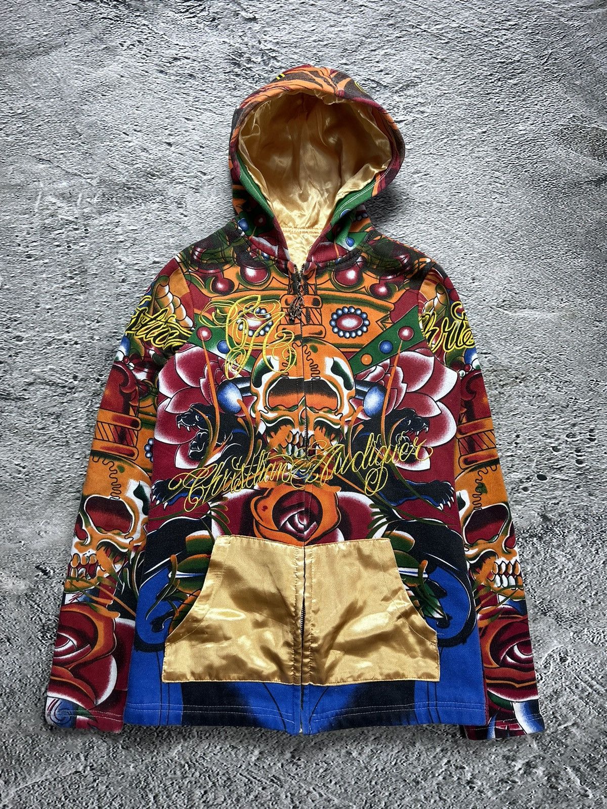 Christian Audigier × Ed Hardy × Vintage Ed Hardy Christian Audigier vintage zip hoodie gold Size M / US 6-8 / IT 42-44 - 1 Thumbnail