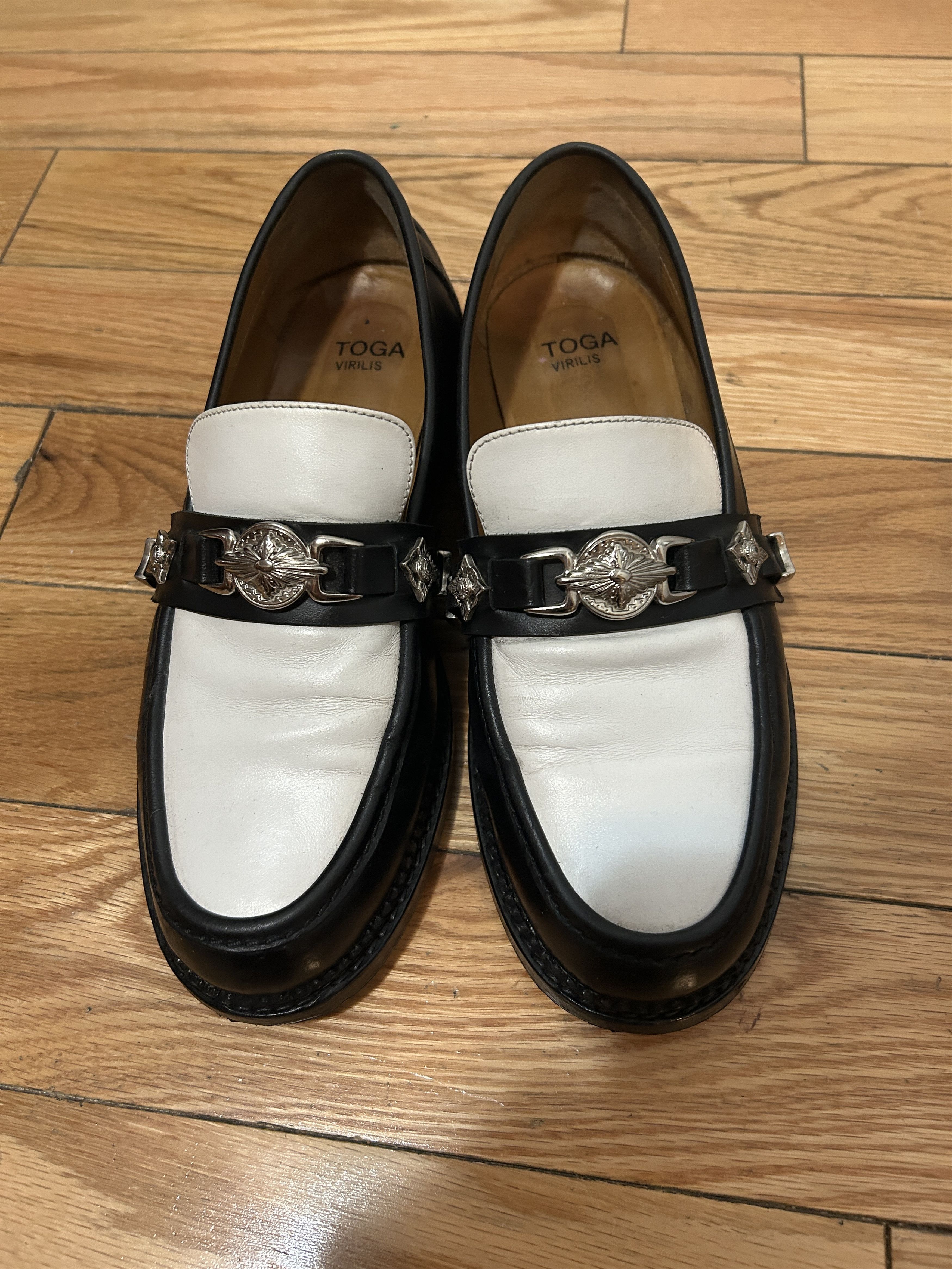 TOGA VIRILIS Toga Virilis SSENSE Black White Metal Loafers Men’s Size 41 Size US 7.5 / EU 40-41 - 1 Thumbnail