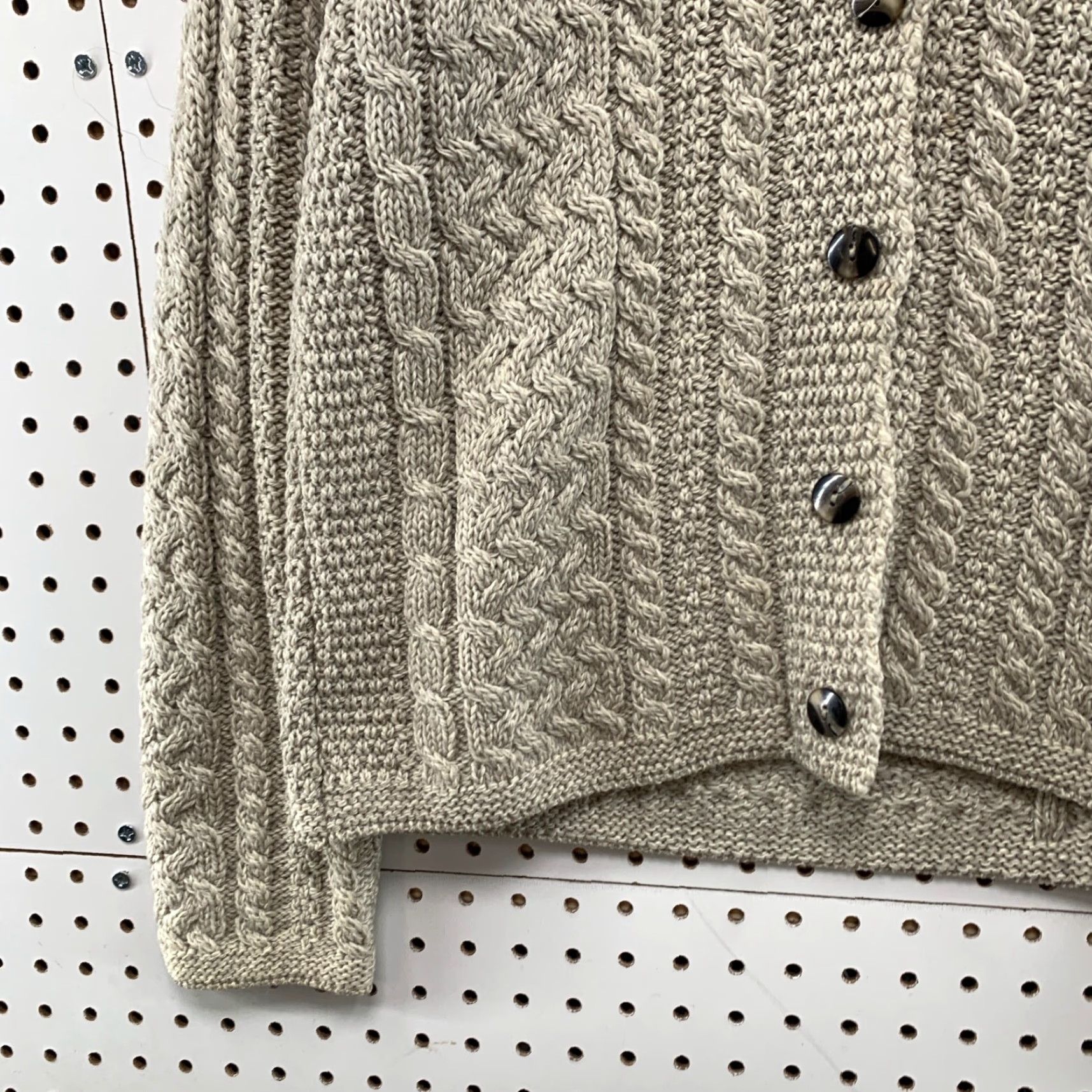 Vintage VINTAGE Aran Crafts Cardigan Shirt Women Small Beige 100% Merino Wool Cable Knit 60s? (Wait) Size S / US 4 / IT 40 - 5 Thumbnail