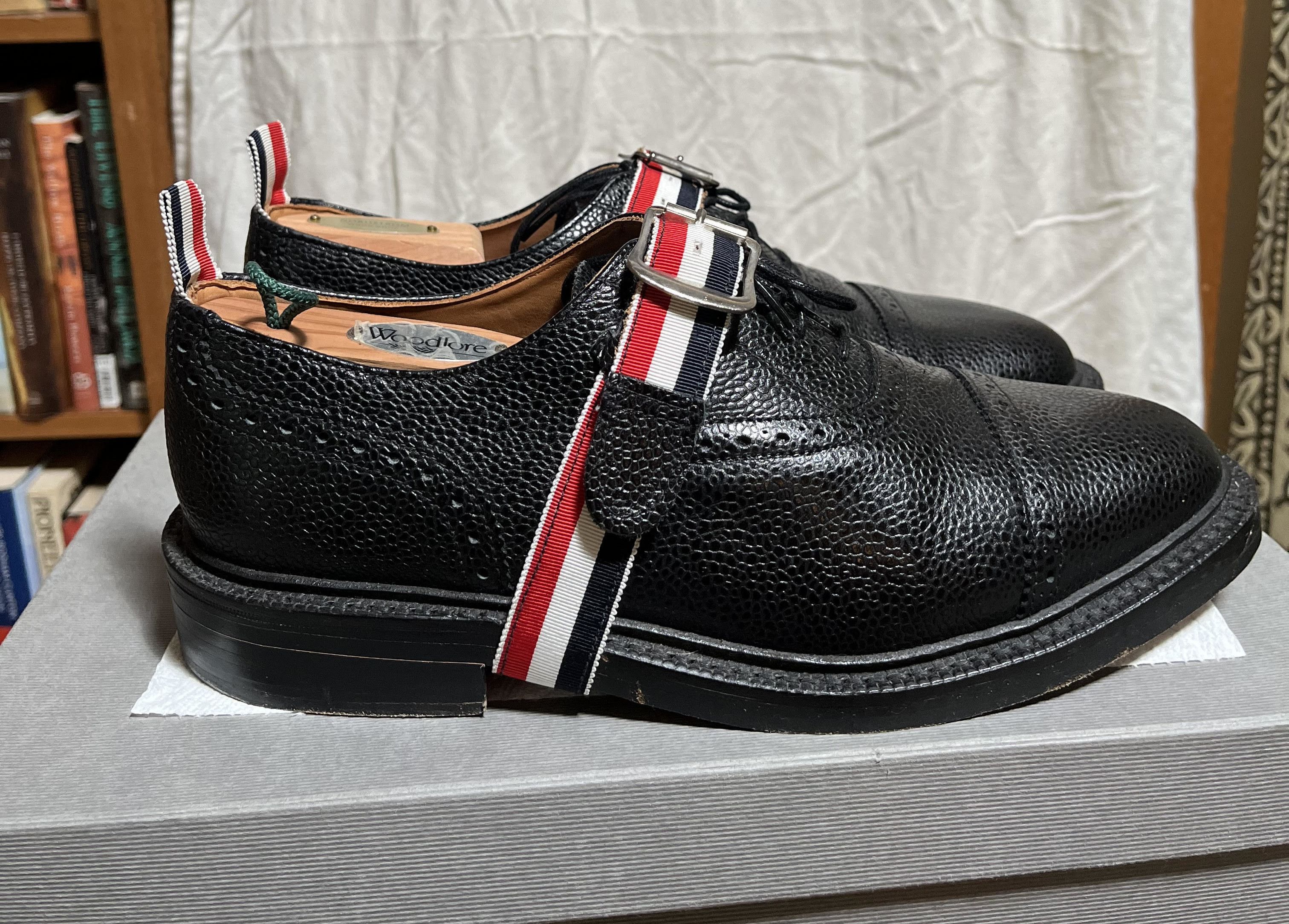 Thom Browne Pebbled Oxford Brogues with Signature Grosgrain Belts Size US 8 / EU 41 - 1 Thumbnail