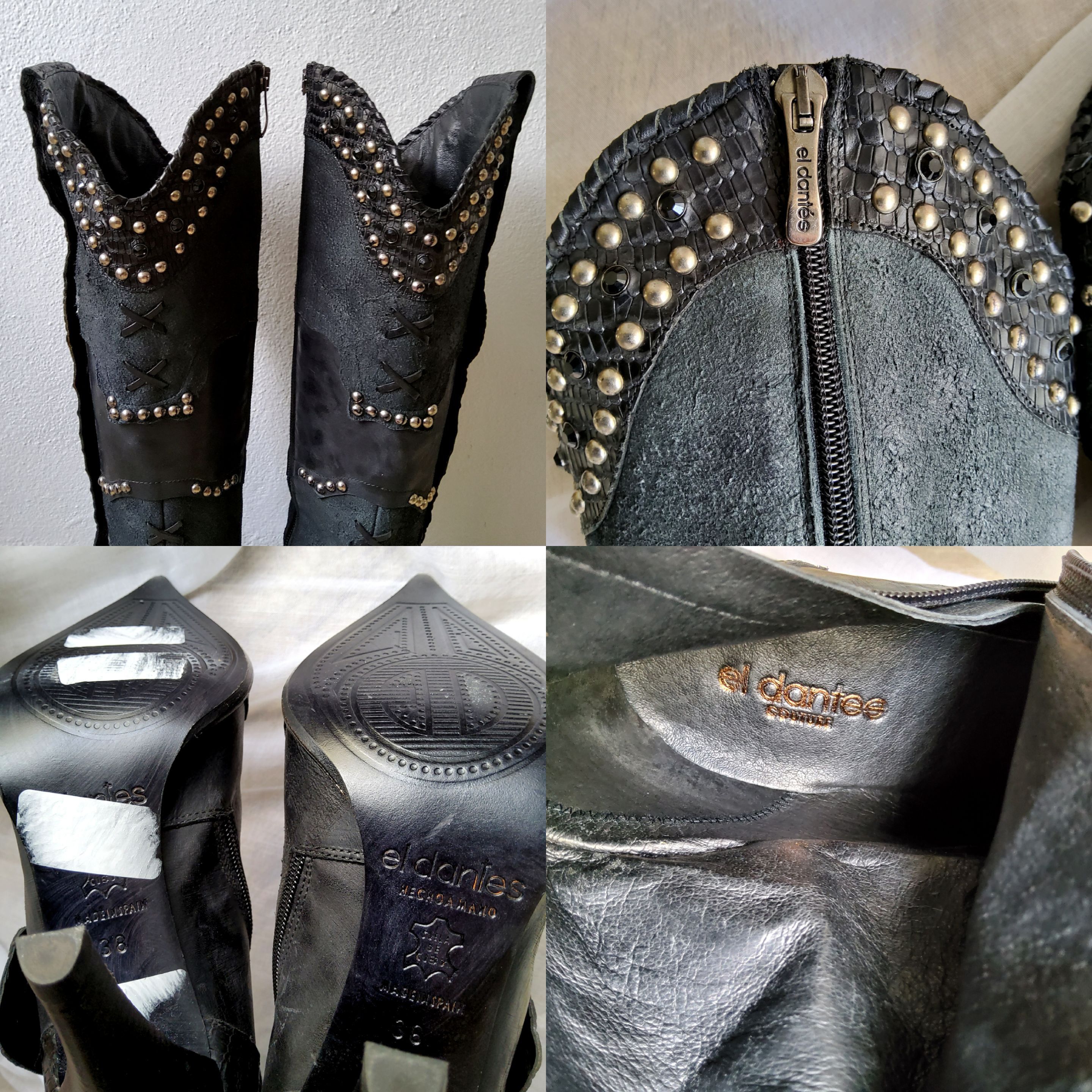 Other El Dantes vintage y2k deadstock studded leather boots Size US 8 / IT 38 - 8 Thumbnail