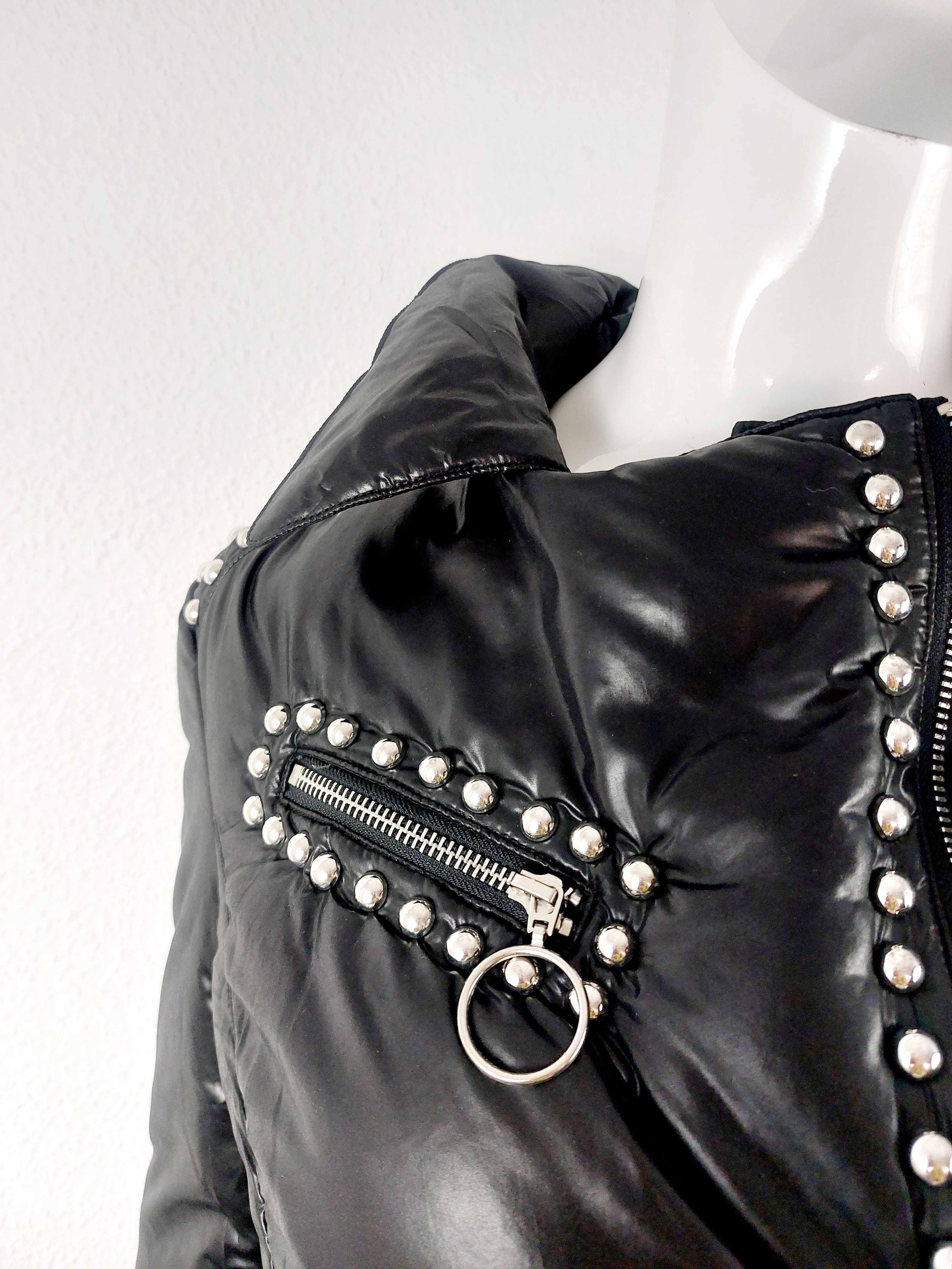 Moschino Moschino Rivet Studded Down Moto Jacket Coat Size M / US 6-8 / IT 42-44 - 4 Thumbnail