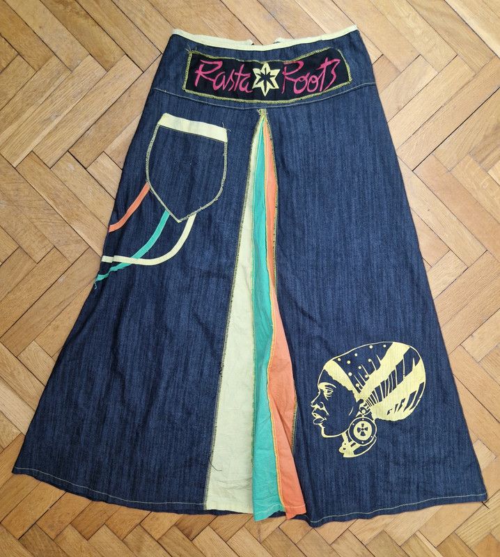 Vintage Rasta Roots Ganja Patchwork y2k Avant garde skirt