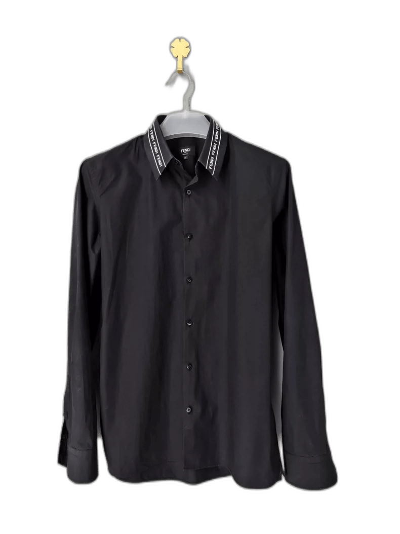 Fendi Fendi Black Shirt with Logo Embroidery-yf Size US M / EU 48-50 / 2 - 1 Thumbnail