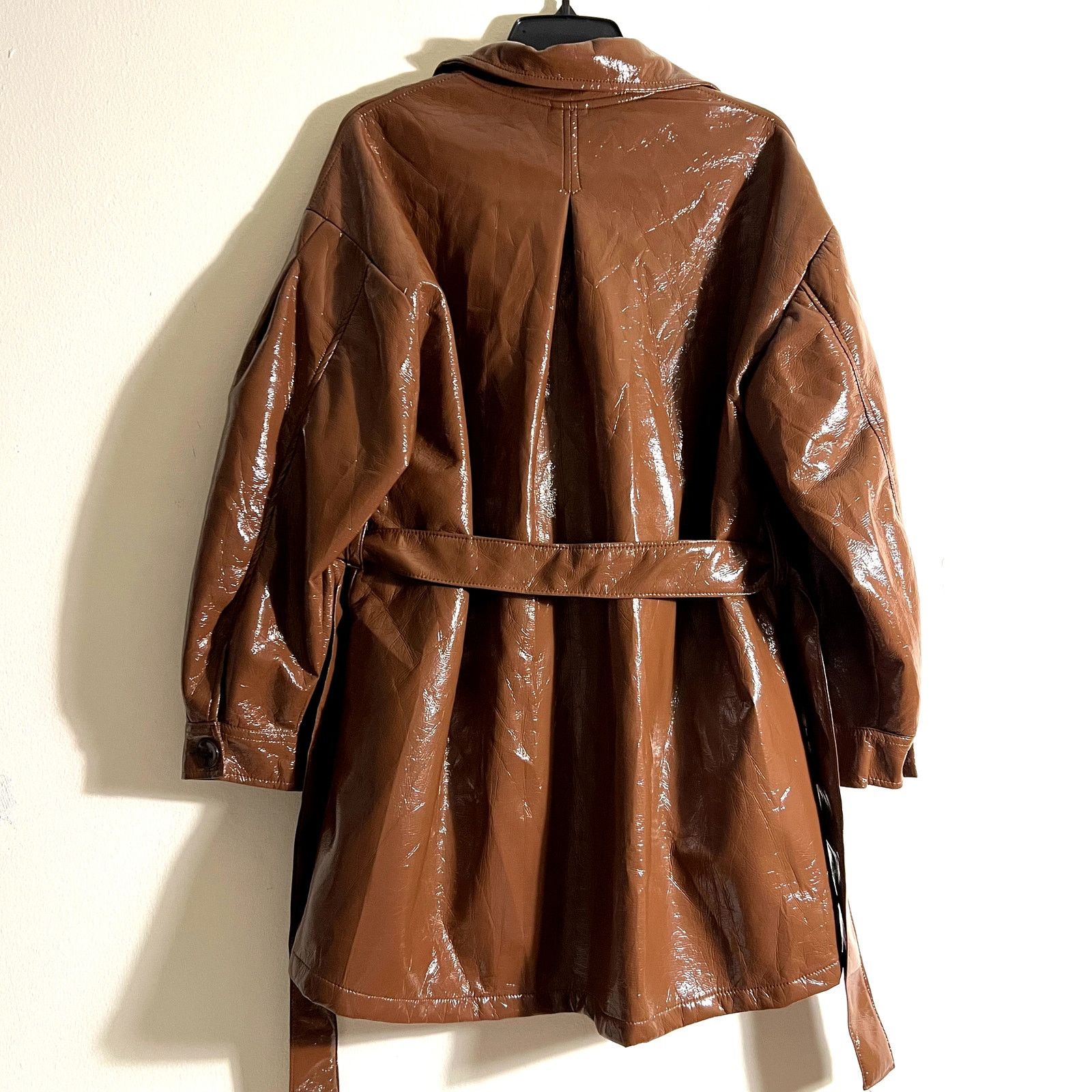 Anthropologie Tach Clothing Mahogany Brown Faux Leather Carioca Jacket Size M / US 6-8 / IT 42-44 - 7 Thumbnail