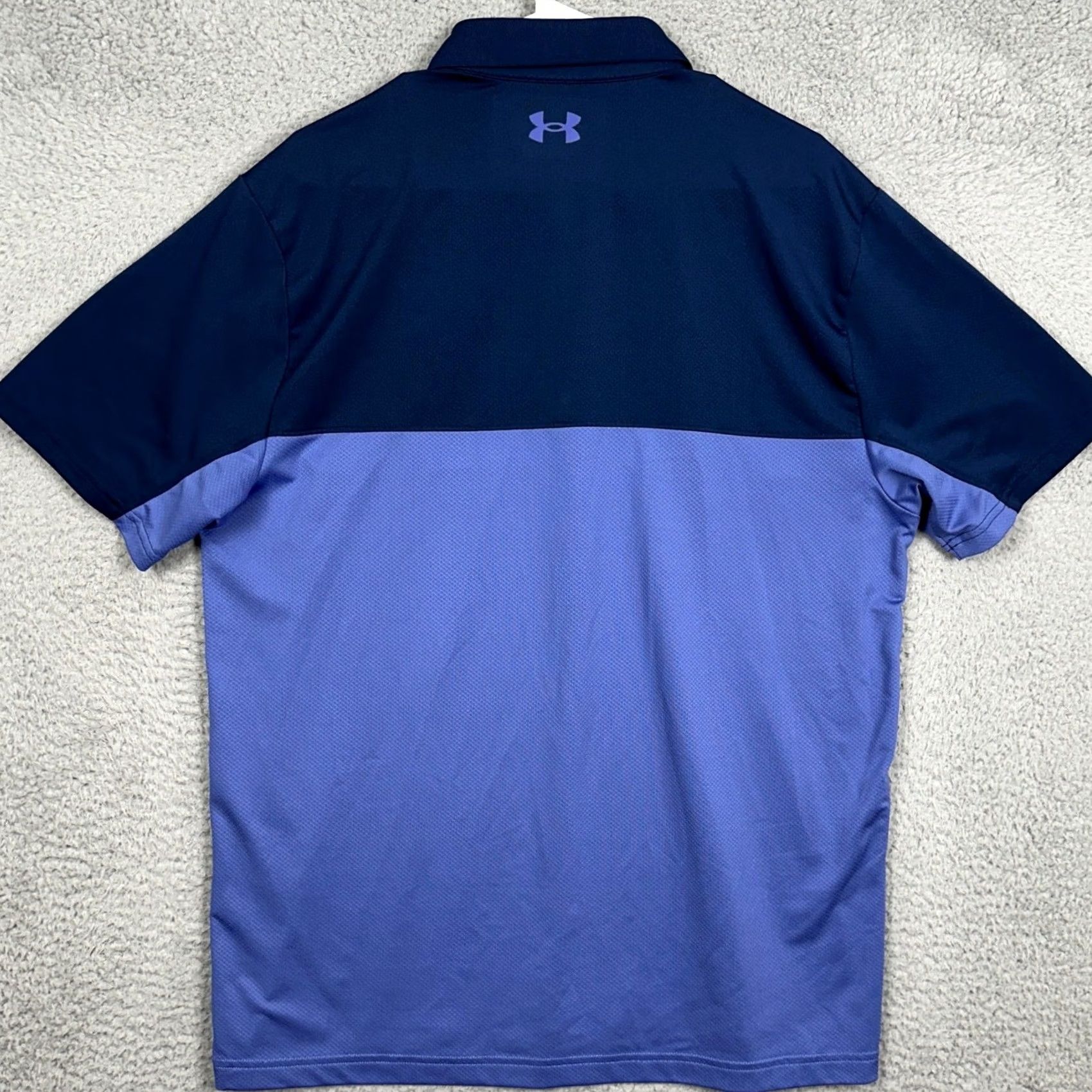 Under Armour Under Armour Mens Large Polo Navy Purple Loose Golf Rugby EUC Performance Activewear Size US L / EU 52-54 / 3 - 2 Thumbnail