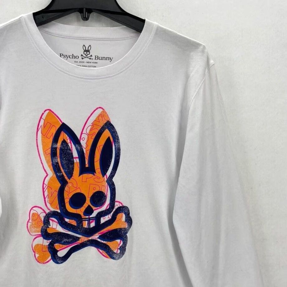 Psycho Bunny Psycho Bunny Long Sleeve T-Shirt Mens Size 5 White Pima Cotton Graphic Print Size US S / EU 44-46 / 1 - 2 Thumbnail