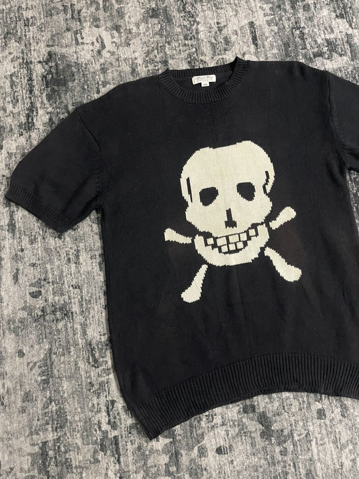 Japanese Brand Third Wave Skull Print Shortsleeve Knit Size US L / EU 52-54 / 3 - 4 Thumbnail