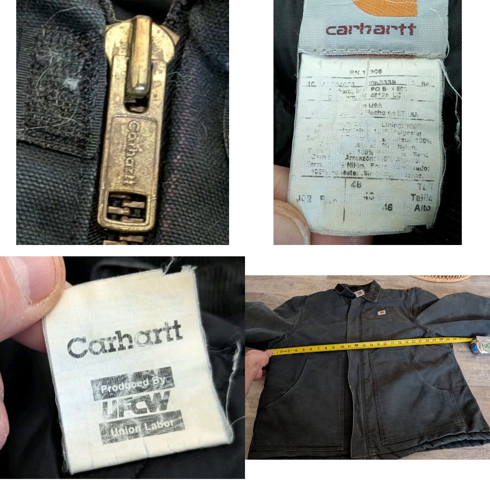 Carhartt VINTAGE Carhartt J02 BLK 46 Tall Bomber Jacket Corduroy Collar Quilted Lined Workwear USA Mens Size US S / EU 44-46 / 1 - 8 Thumbnail